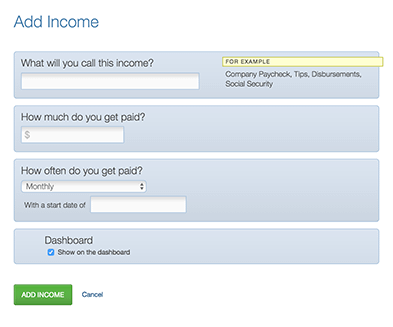 My Financial Pul$e income screen sample